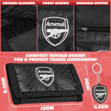 Arsenal F.C. Sports Fan Trifold Wallet Accessories Set with Card Slots & Coin Pocket