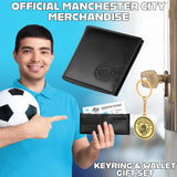 Manchester City F.C. Sports Fan Wallet Accessories Set with Card Slots & Coin Pocket