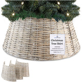 DECO EXPRESS Christmas Tree Skirt Woven Tree Cover Stand Festive Cover Decoration - Range of Sizes (Beige - Top Inner 40cm/Base Inner 56.5cm)