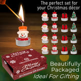 DECO EXPRESS Christmas Tealight Candle Set, Multipack of 12 with 2.5 Hours Burning Time Festive Xmas Decor Unscented (Multi 3D 12 Pack)