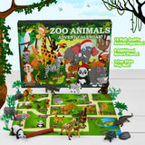 KreativeKraft Advent Calendar 2025 for Kids Toys Christmas Countdown Calendar Collectable Zoo Animals or Dinosaur Toys Figurines (Zoo Animals)