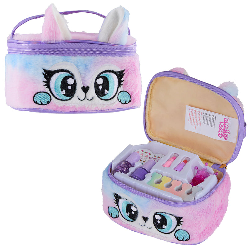 Kids Makeup Sets for Girls - Plush Beauty Case with Nail Varnish & Lipgloss - Purple