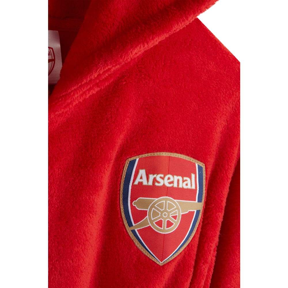 Arsenal F.c. Boys Dressing Gown Football Kids Fleece Hooded Robe Dressing Gown Arsenal F.c. £17.49