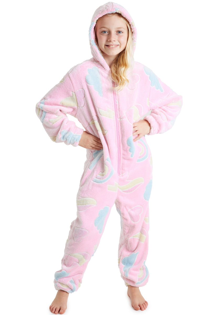 CityComfort Glow in The Dark Onesie Kids Onesies for Girls Rainbow Unicorn Pyjamas - Get Trend