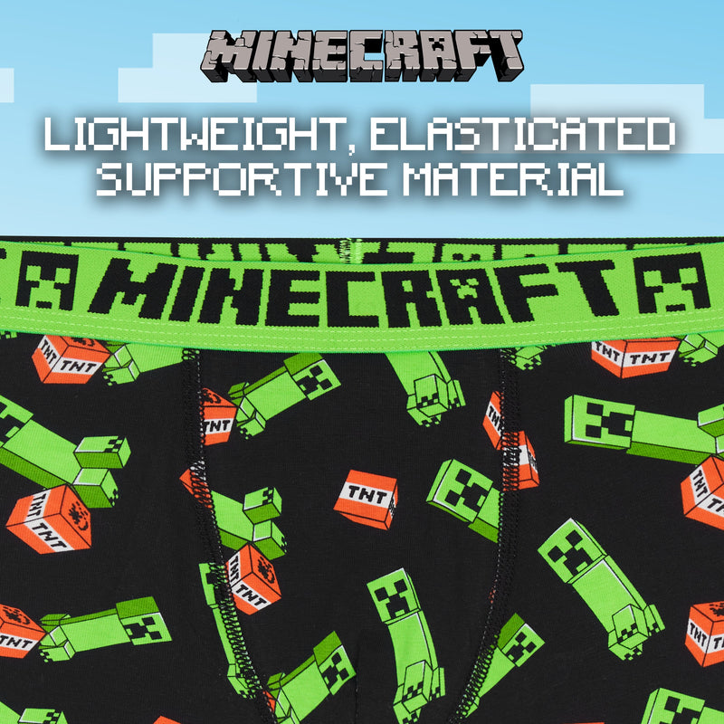 Minecraft Boys Creeper Boxer Shorts 2 Pack, Mixed Colours 1