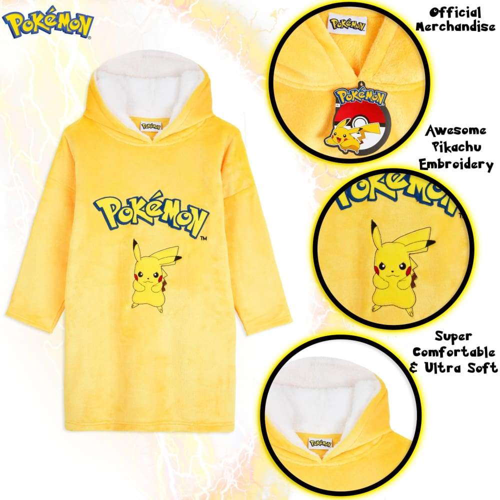 Pokemon Pikachu Oversized Blanket Hoodie for Boys Girls Hoodie Pokèmon £22.49