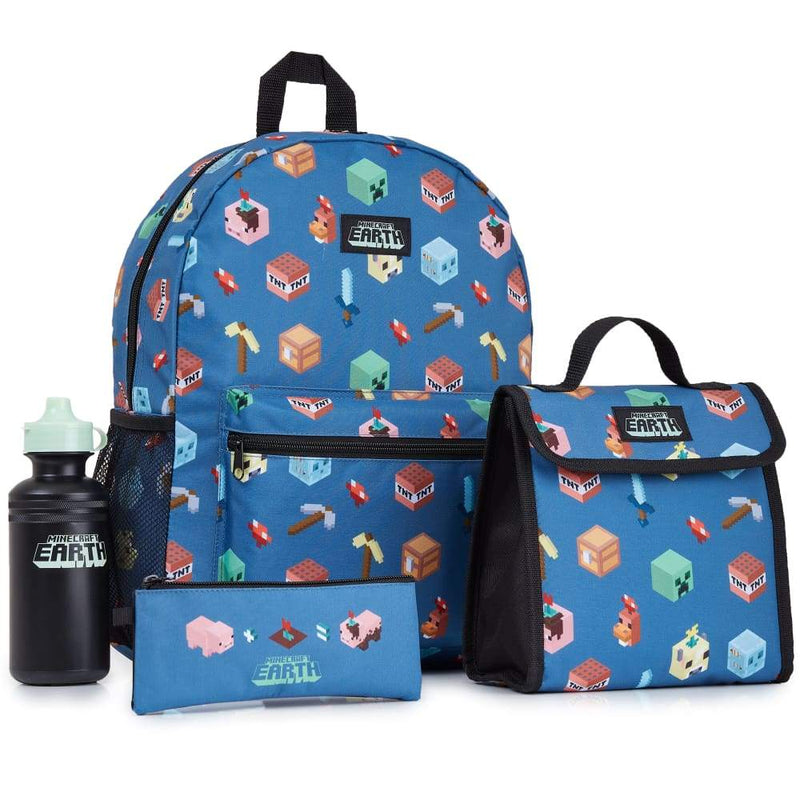 Minecraft 4 Piece Set School Bags Includes Water Bottle for Boys and Teenagers School Bag Minecraft £23.49