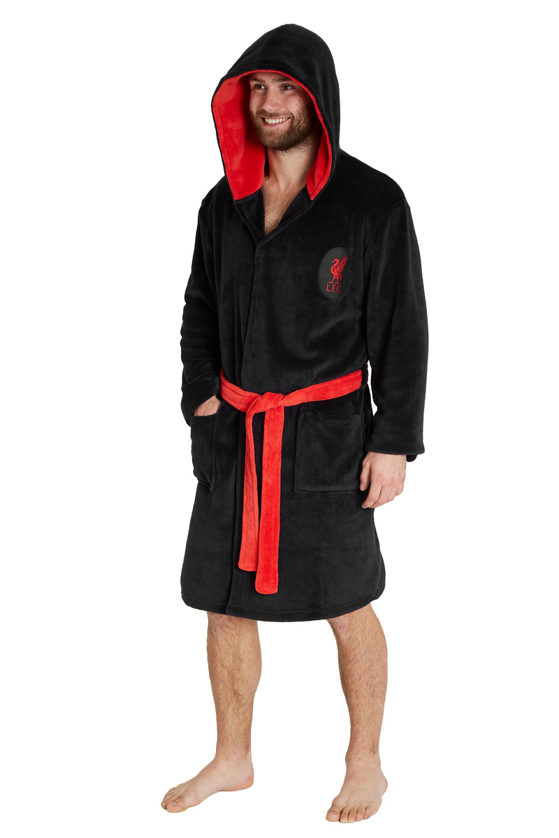 Liverpool F.C. Dressing Gown for Men, Mens Fleece Hooded Robe, Football Gifts - Get Trend