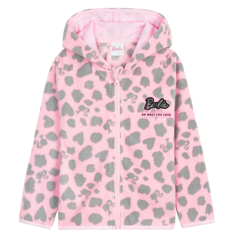 Barbie Girls Jacket - Pink Hooded Fleece Jackets for Girls