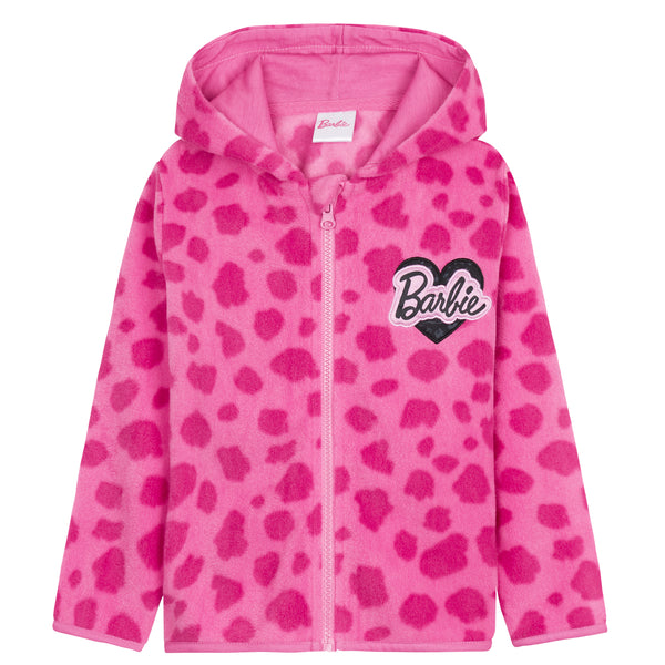 Barbie Girls Jacket - Hot Pink Hooded Fleece Jackets for Girls