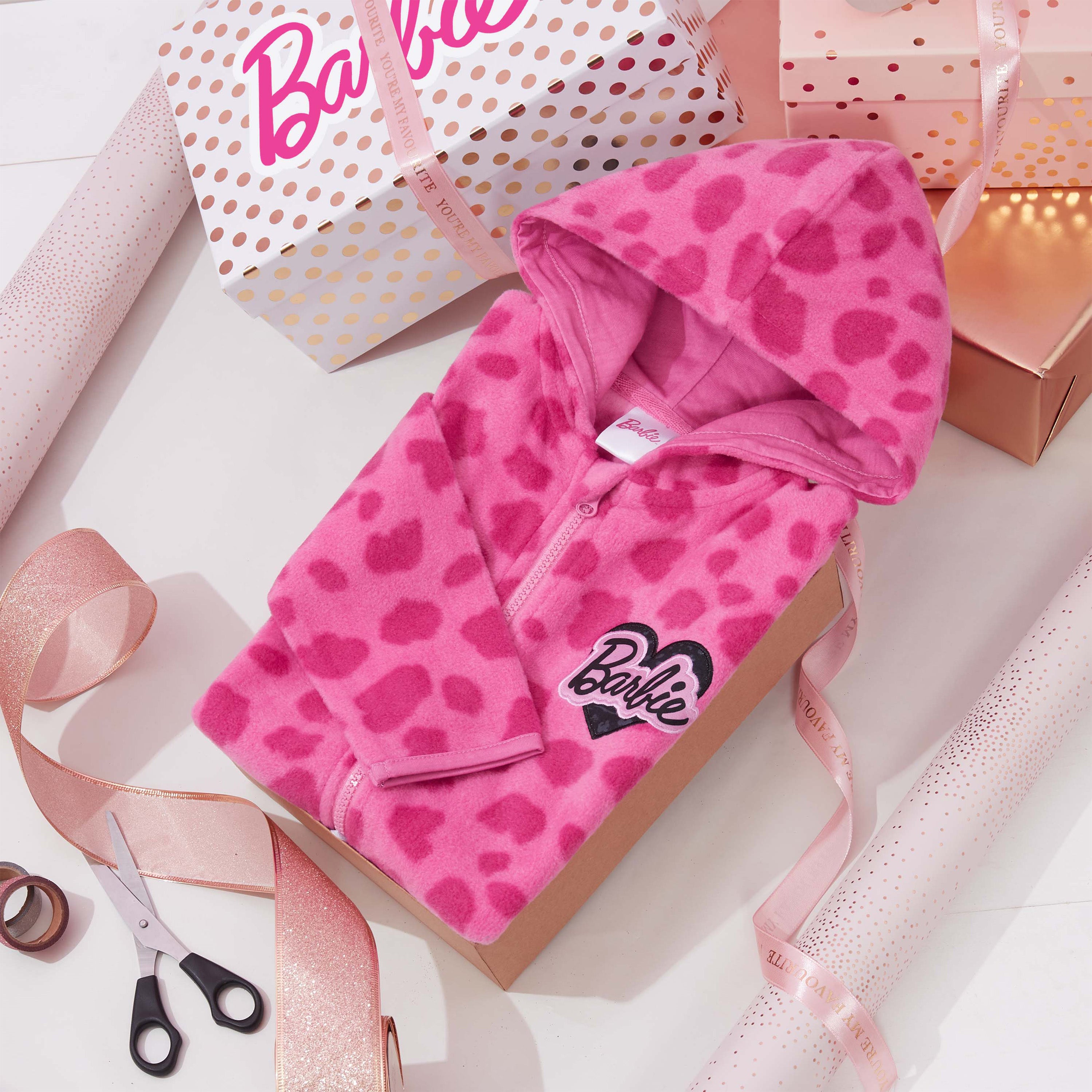 Barbie Girls Jacket - Hot Pink Hooded Fleece Jackets for Girls - Get Trend