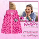 Barbie Girls Jacket - Hot Pink Hooded Fleece Jackets for Girls - Get Trend
