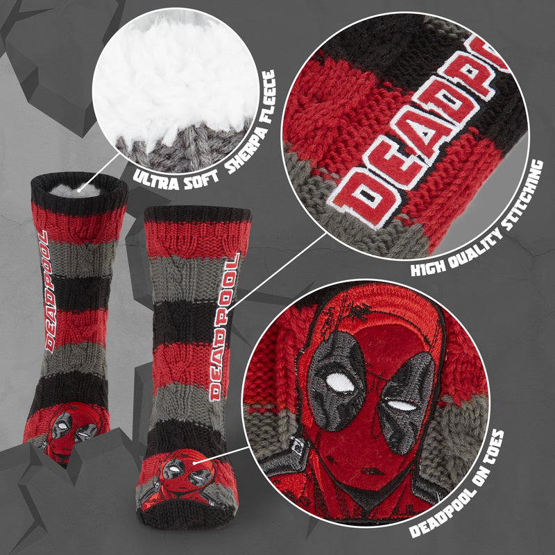 Marvel Fluffy Socks, Mens Slipper Socks, Deadpool Warm Knitted Socks