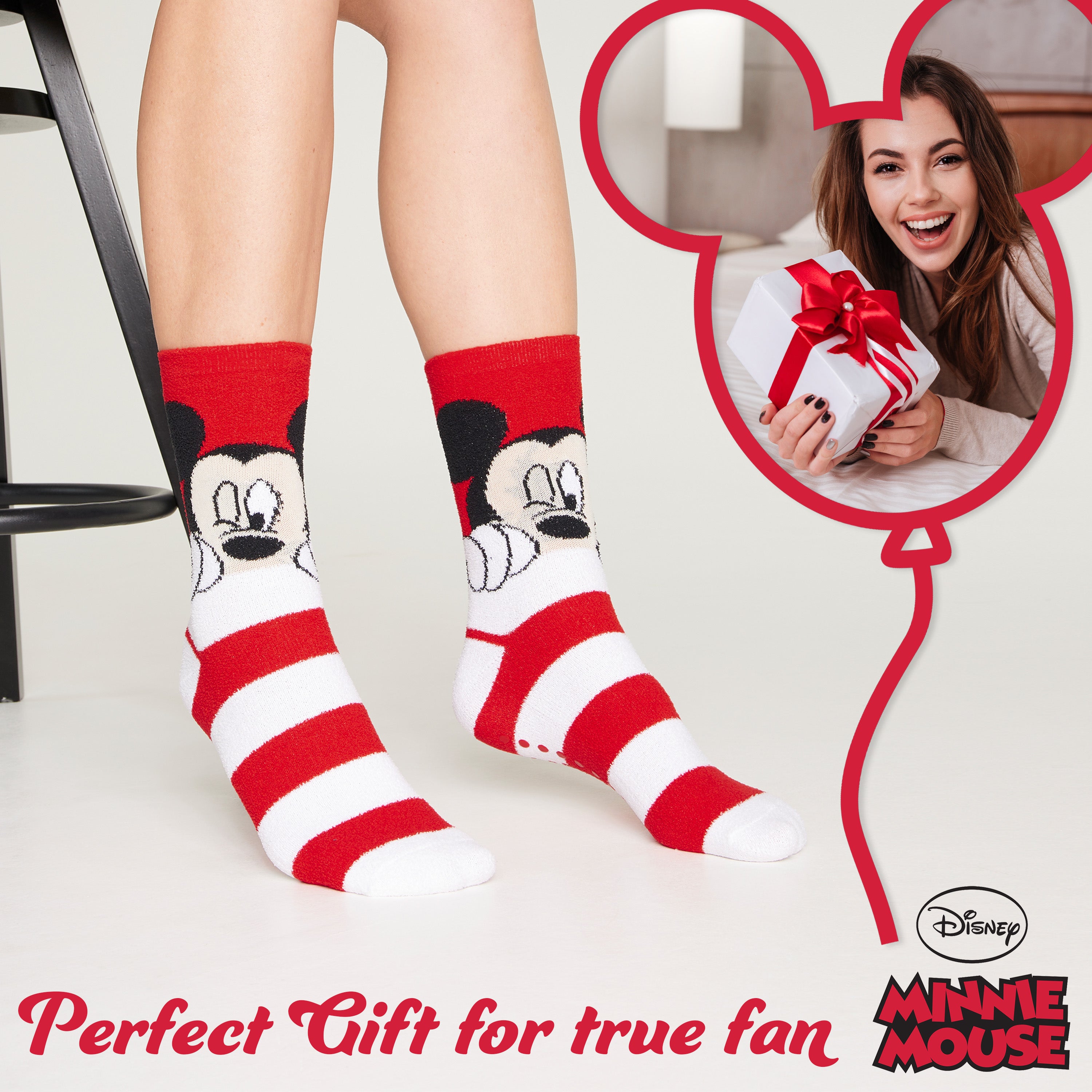 Disney Mickey Fluffy Socks, 2 Pack Fluffy Socks Non Slip Fleece Bed Socks - Get Trend