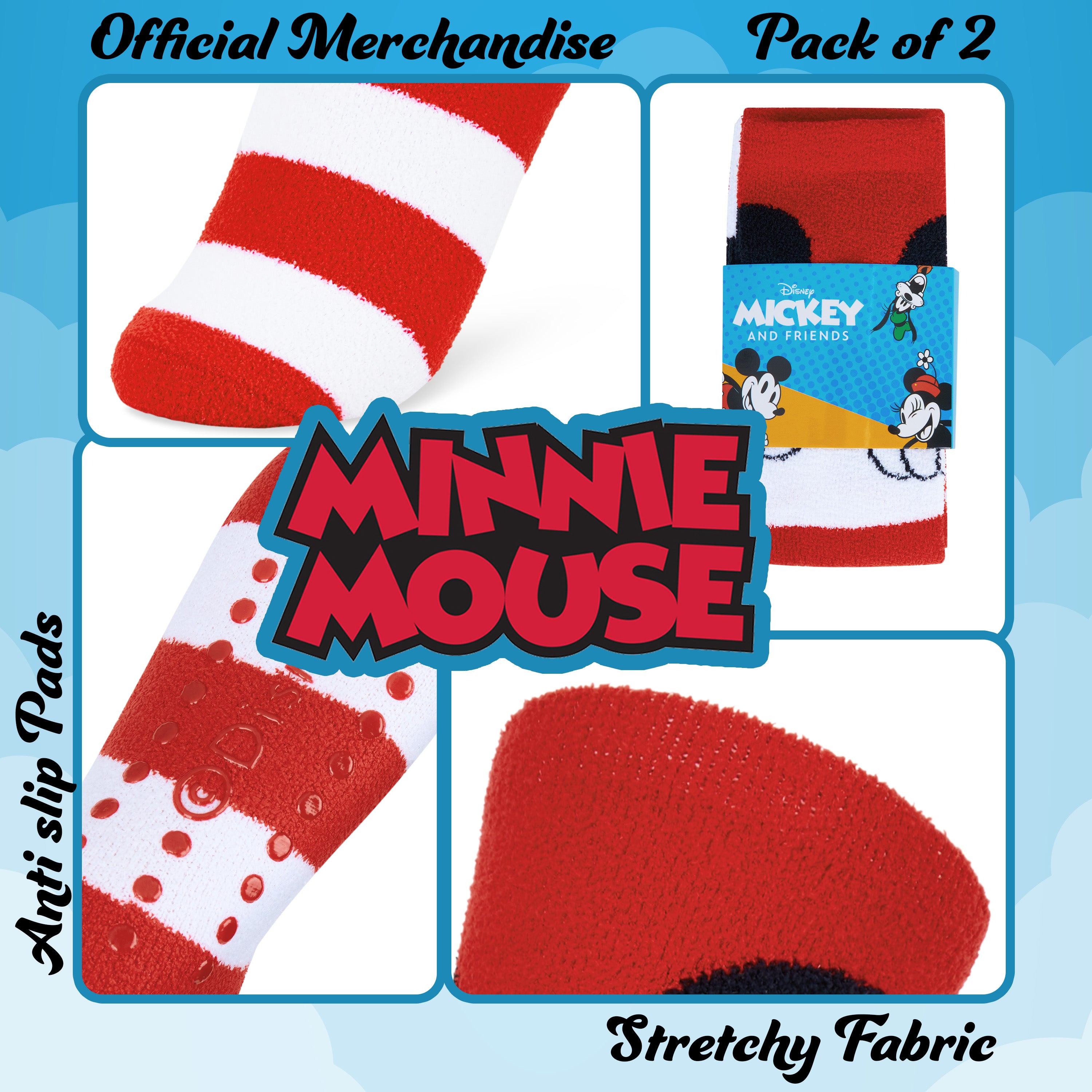Disney Mickey Fluffy Socks, 2 Pack Fluffy Socks Non Slip Fleece Bed Socks - Get Trend