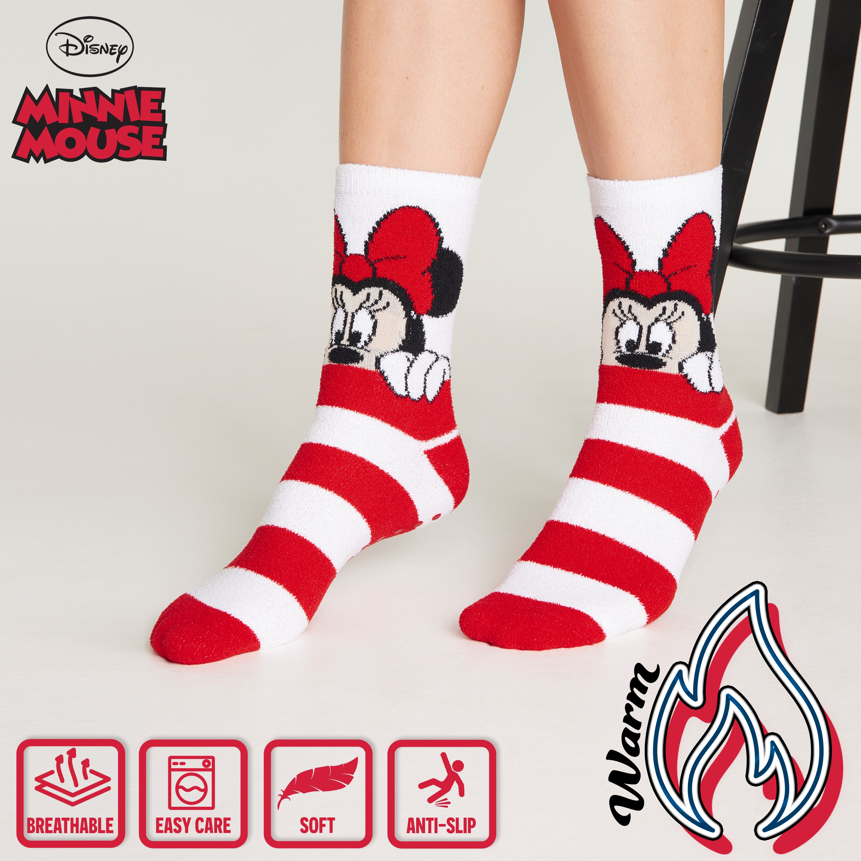 Disney Mickey Fluffy Socks, 2 Pack Fluffy Socks Non Slip Fleece Bed Socks - Get Trend