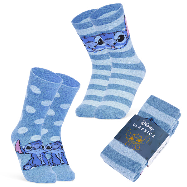 Disney Stitch Fluffy Socks for Ladies, 2 Pack Fluffy Socks Non Slip Fleece Bed Socks - Get Trend