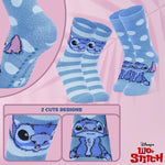 Disney Stitch Fluffy Socks for Ladies, 2 Pack Fluffy Socks Non Slip Fleece Bed Socks - Get Trend