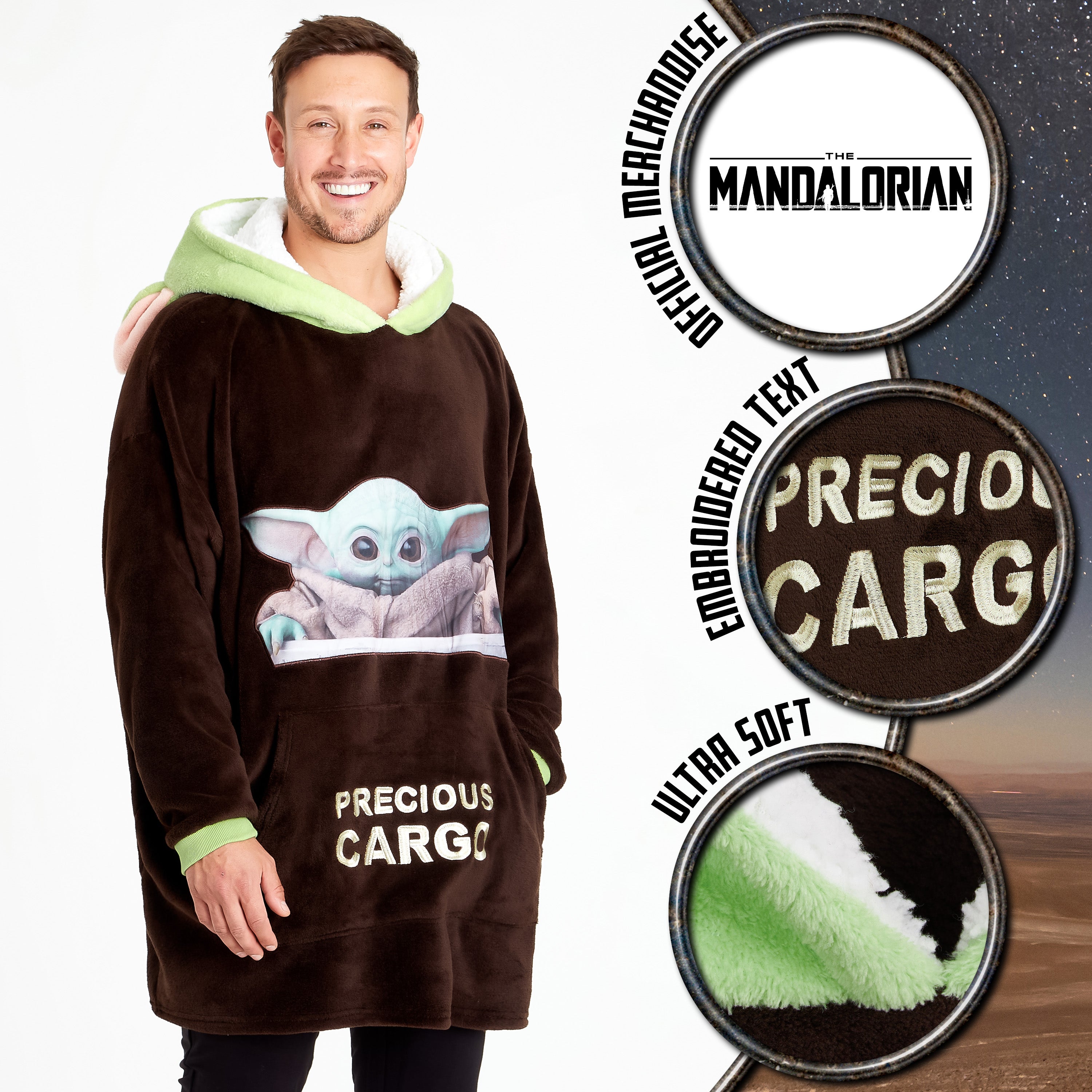 The Mandalorian Mens Hoodies ,Fleece Oversized Blanket Hoodie, Baby Yoda Gifts - Get Trend
