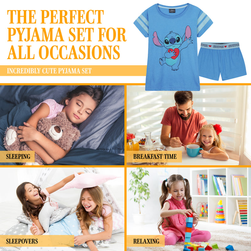 Disney Stitch Girls Pyjamas for Kids and Teens 2 Piece Nightwear