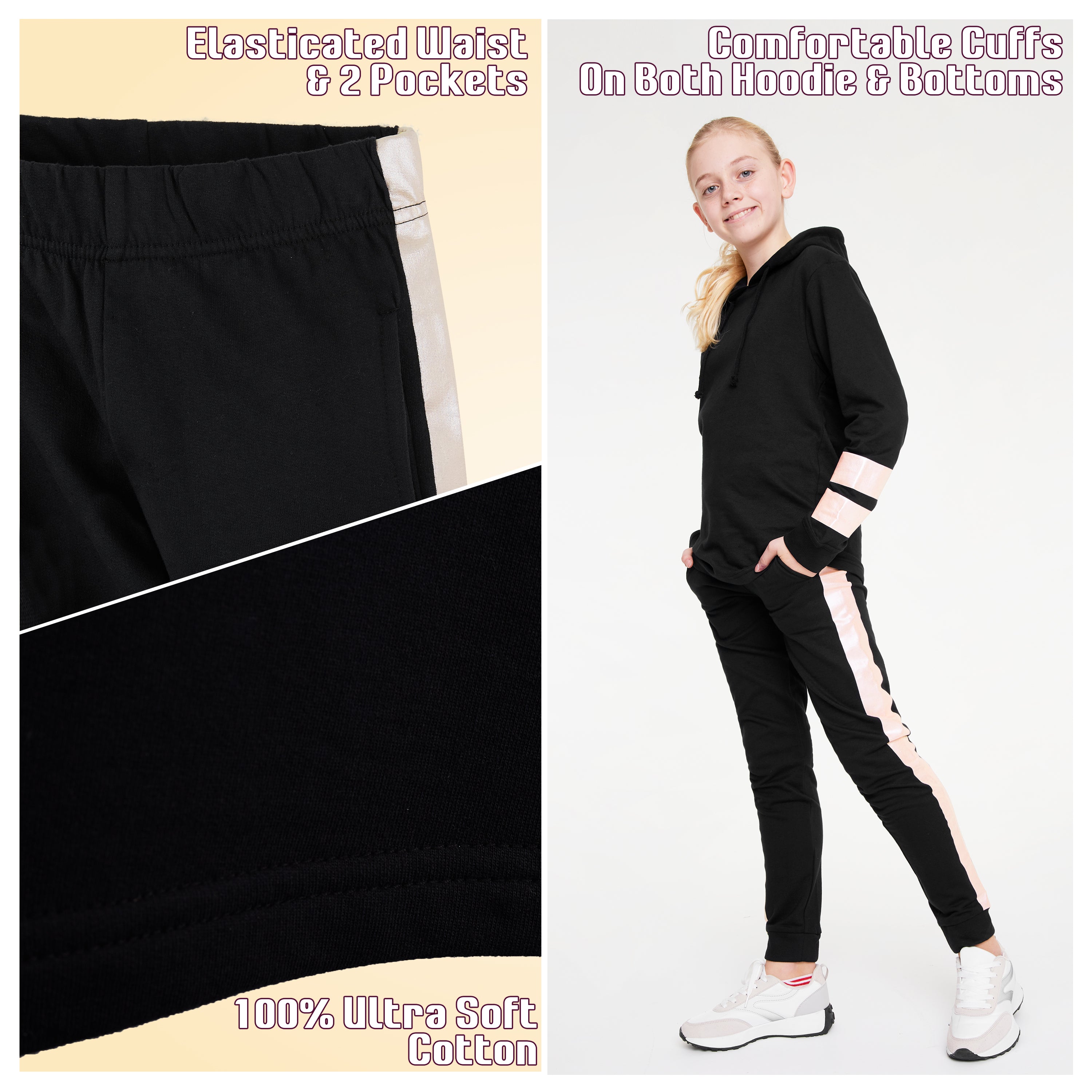 CityComfort Girls Tracksuit Set - Holographic Tracksuit for Girls - Get Trend