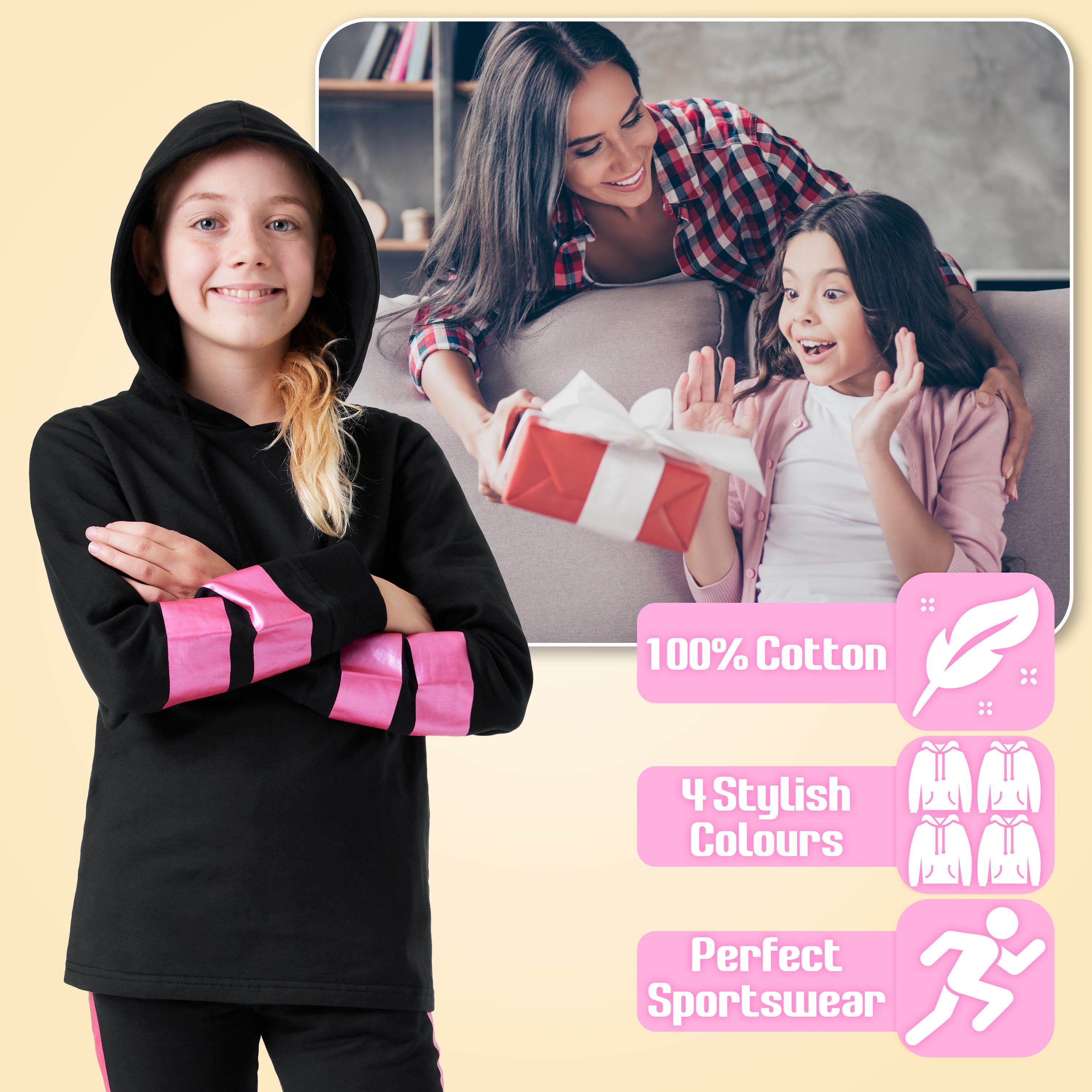 CityComfort Girls Tracksuit Set -HotPink- Tracksuit for Girls - Get Trend