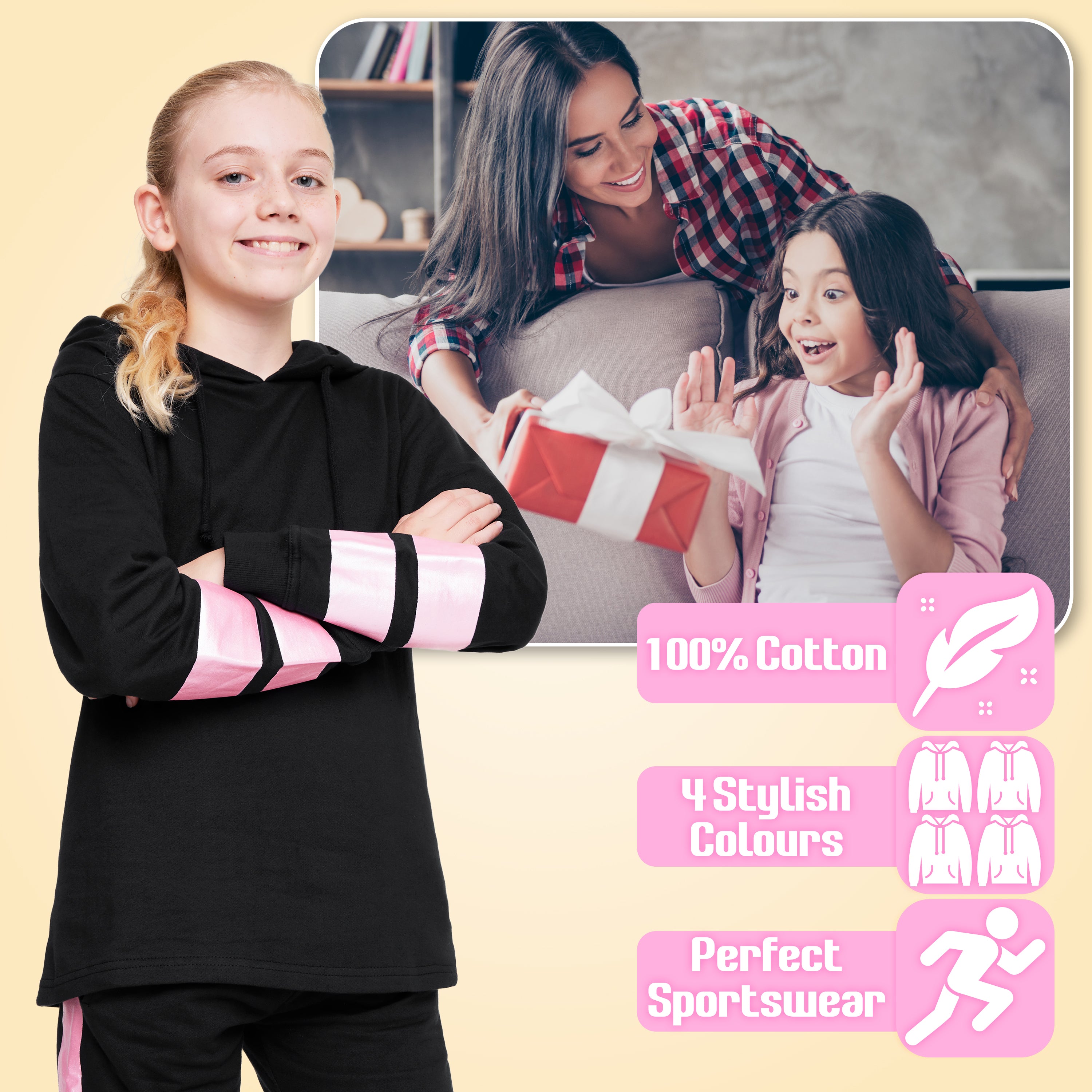 CityComfort Girls Tracksuit Set - RoseGold- Tracksuit for Girls - Get Trend