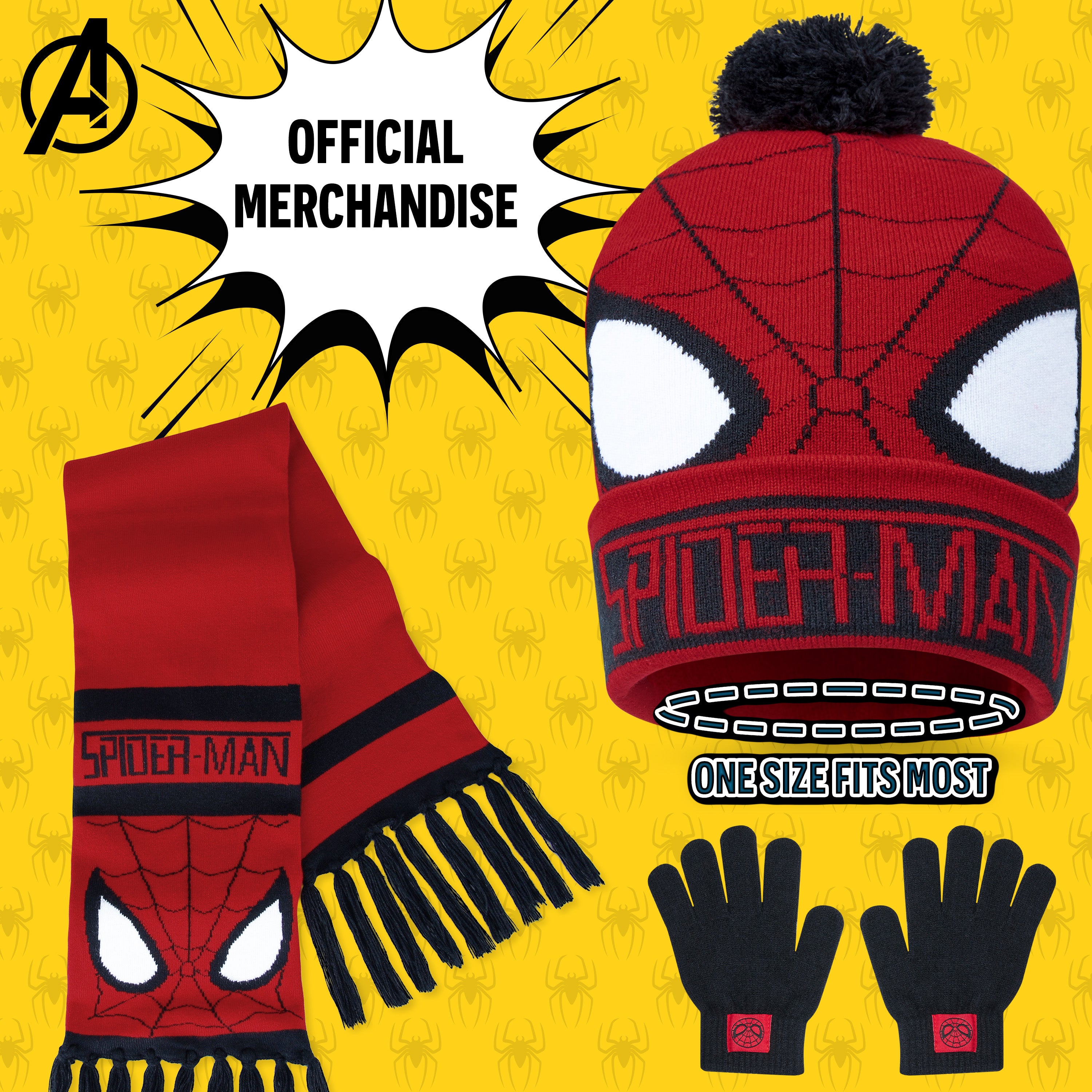 Marvel Beanie Hat Scarf and Gloves Set Kids, Avengers, Spiderman Gifts for Boys - Get Trend