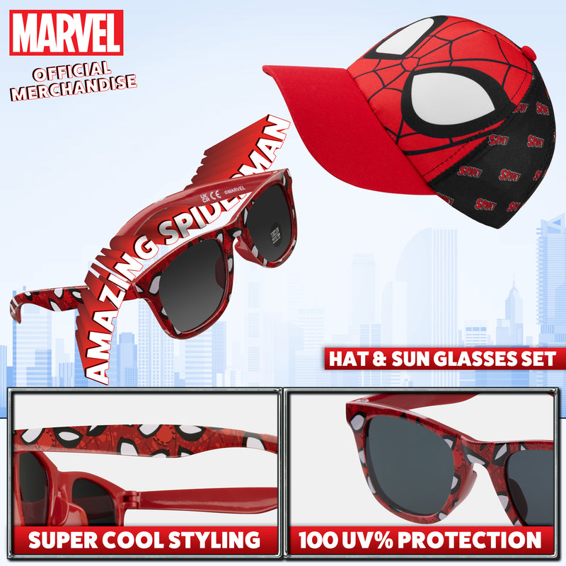 Marvel Baseball Cap and Kids Sunglasses for Boys - Spiderman