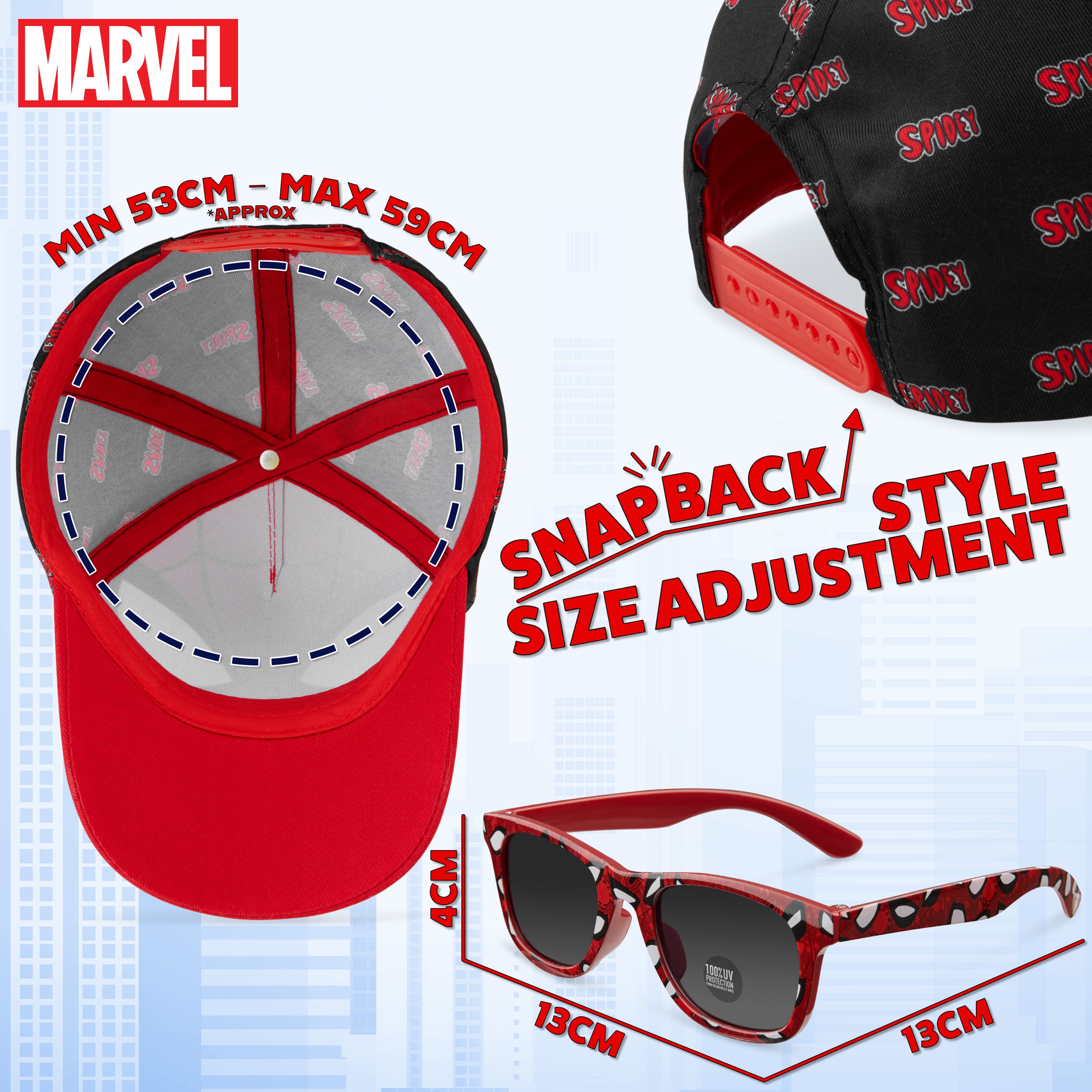 Marvel Baseball Cap and Kids Sunglasses for Boys - Spiderman - Get Trend