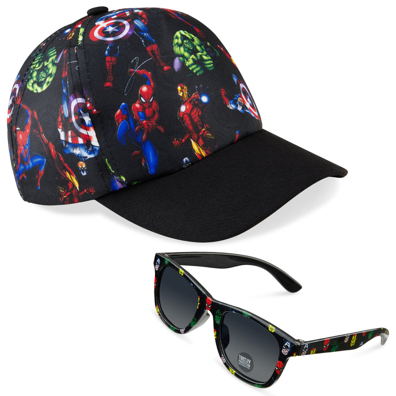 Marvel Baseball Cap and Kids Sunglasses -Boys 100% UV Protection Breathable Hat