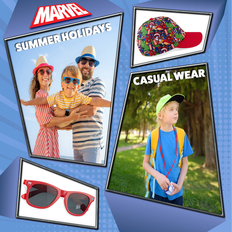 Marvel Baseball Cap and Kids Sunglasses for Boys - 100% UV Protection