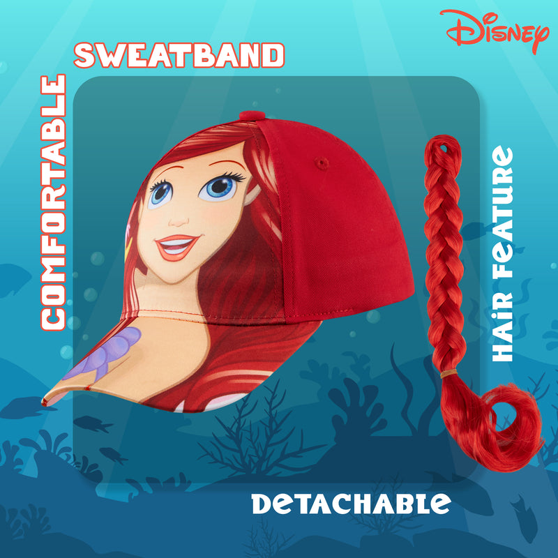 Disney Baseball Cap for Girls with Removable Plait - The Little Mermaid