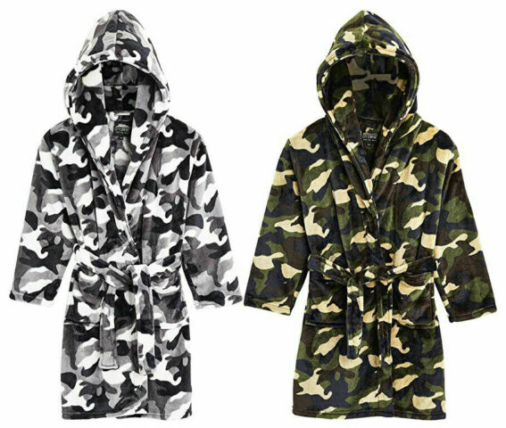 Comstar Robe CityComfort Dressing Gown,Camo Fleece Robes with Hoodie and Pockets,fo ...