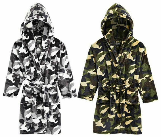 CityComfort Dressing Gown,Camo Fleece Robes with Hoodie and Pockets,for Kids