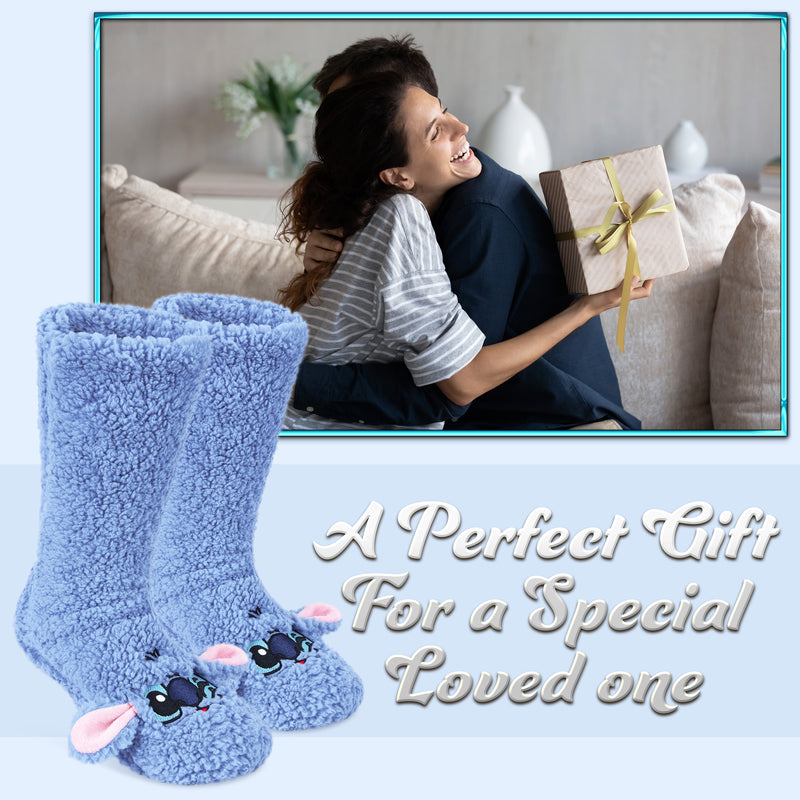 Disney Stitch Slipper Socks for Women Winter Fluffy Socks Warm - Get Trend