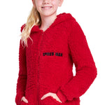 Marvel Sherpa Hoodie for Boys, Spiderman Zip Up Fleece Fluffy Hoodie - RED - Get Trend