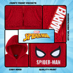Marvel Sherpa Hoodie for Boys, Spiderman Zip Up Fleece Fluffy Hoodie - RED - Get Trend