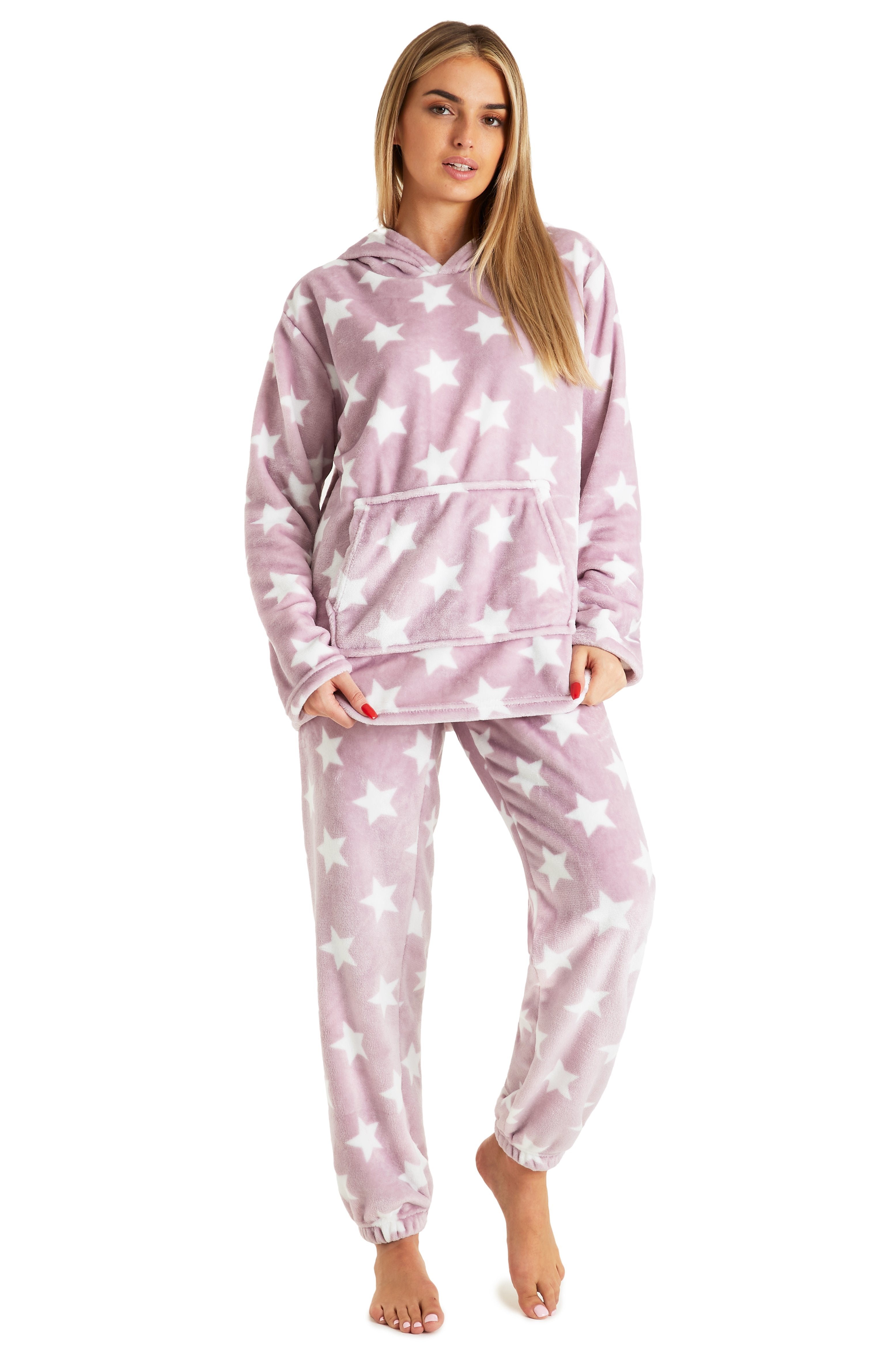 CityComfort Womens Pyjamas, Warm Fleece Hooded Pyjamas for Women Sets