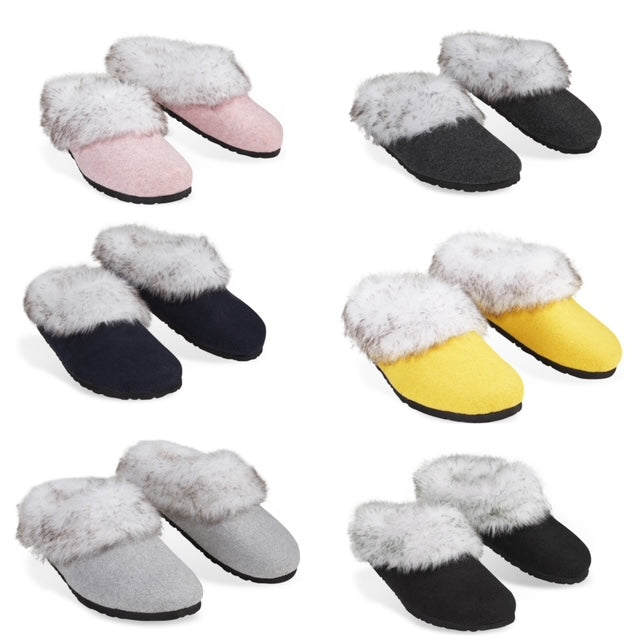 Dunlop Ladies Slippers, Fluffy Slippers Women Faux Fur, House Shoes Indoor Outdoor