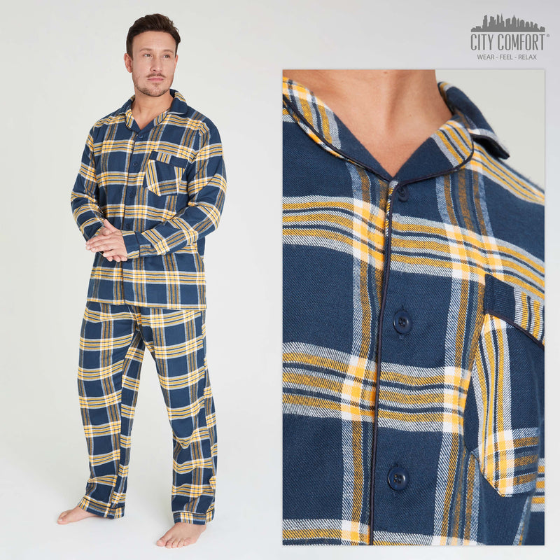 CityComfort Mens Pyjamas Set, Tartan Brushed Cotton Pyjamas - Get Trend