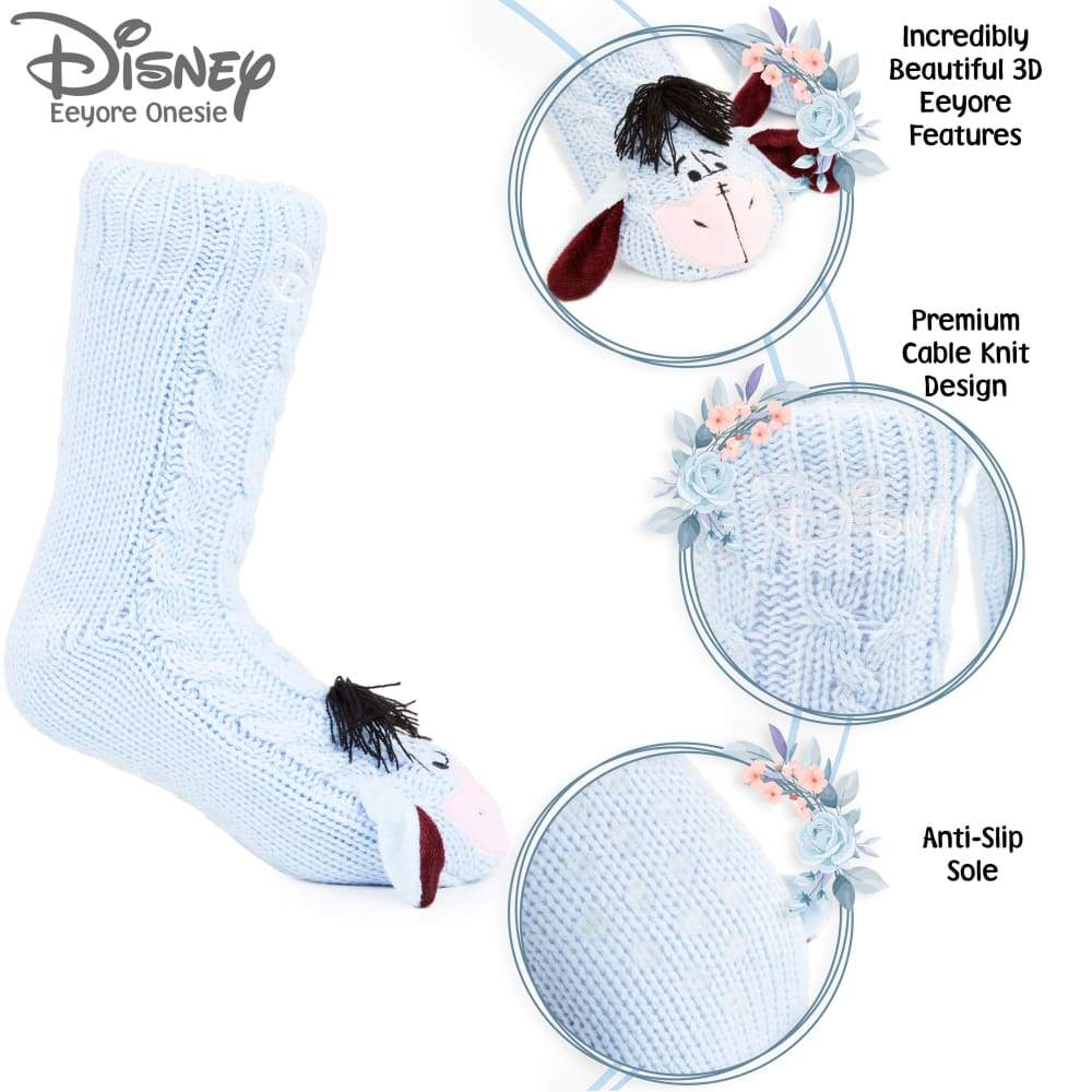 Disney Eeyore Slipper Socks Cute Fleece Lined non Slip Socks Gifts for Women Socks and Slippers Disney £13.49