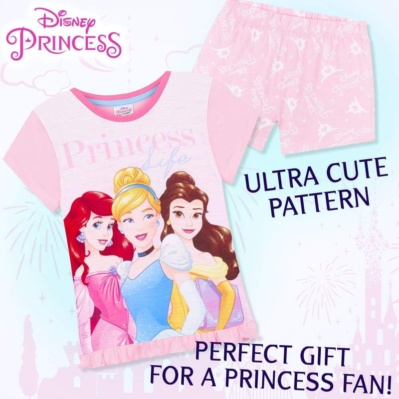 Disney Girls Pyjamas Girls Short Pjs Set Disney Princess Merchandise Pyjama Disney Princess £4.99