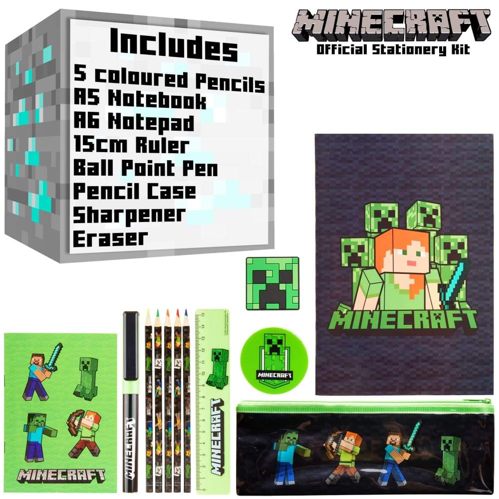 Minecraft Stationery Set back to School Supplies Notebook & Pencil Case Set Stationery Set Minecraft £19.99
