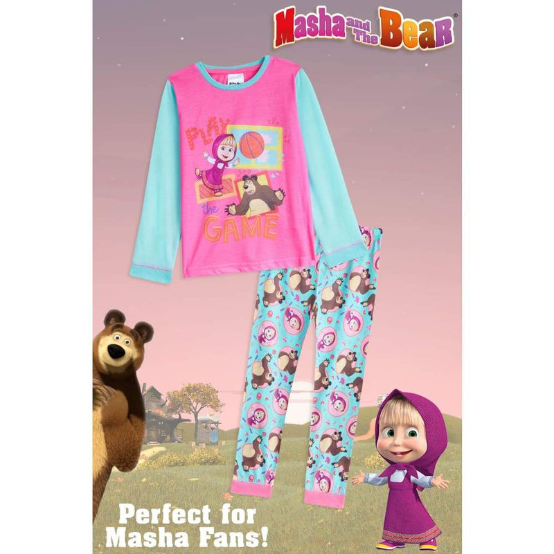 Masha and the Bear Girls Pyjamas 2 Piece Long Sleeve Pjs for Girls Toddlers Pyjama Masha and the Bear £10.49