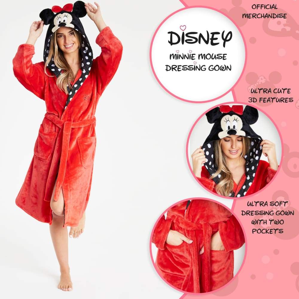 Disney Ladies Dressing Gown Minnie Mouse Fleece Hooded Robe Gifts for Women - Minnie Mouse - Dressing Gown - gettrend.com Get Trend Disney Ladies Dressing Gown Minnie Mouse Fleece Hooded Robe Gifts for Women - Minnie Mouse - Dressing Gown - gettrend.com Get Trend