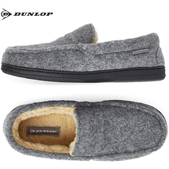 Dunlop Moccasins Loafers Faux Sheepskin Slippers with Rubber Sole for Men Moccasins Dunlop £18.49