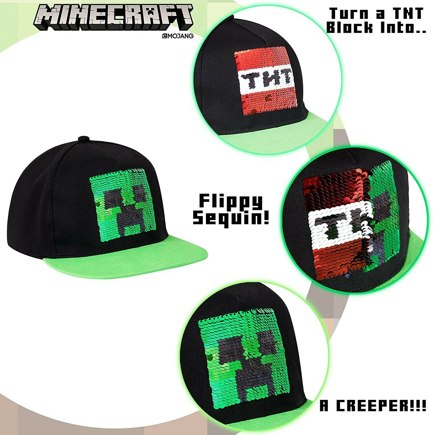 Minecraft Baseball Caps for Boys, Kids Trucker Hat with Creeper and TNT, One Size - Get Trend