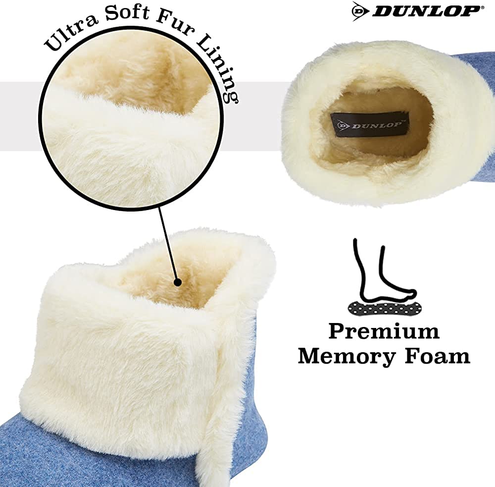 Dunlop Women's Slippers, Fluffy Slipper Boots with Memory Foam Insoles - Get Trend
