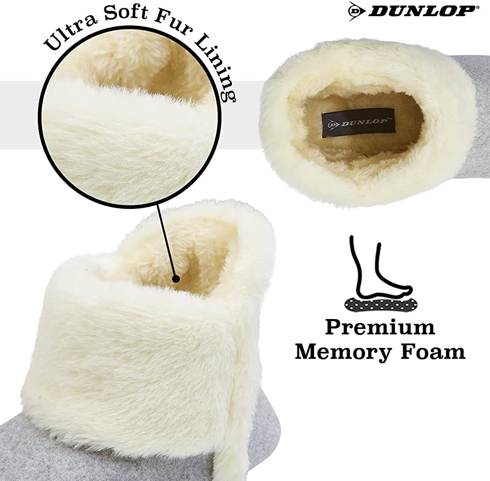 Dunlop Women's Slippers, Fluffy Slipper Boots with Memory Foam Insoles - Get Trend